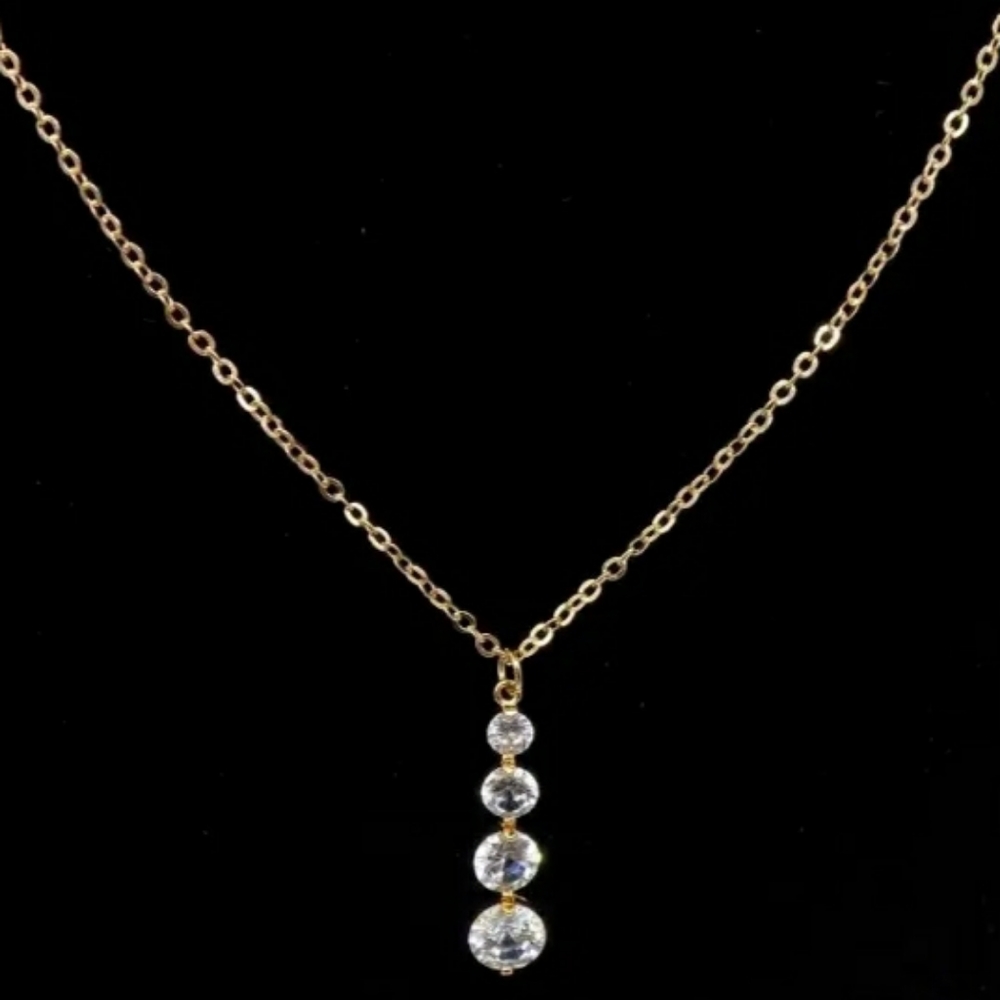 Macy's INC Gold-Tone Cubic Zirconia 4 Drop Pendant Necklace NWT